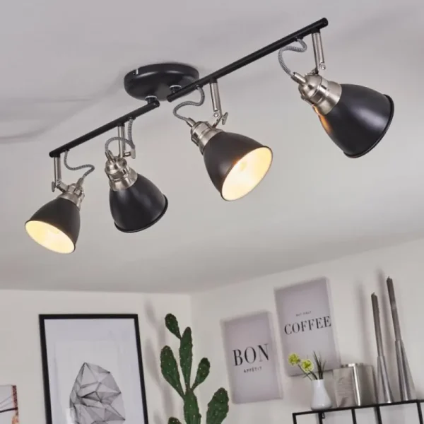 hofstein Plafonnier Gralingen Nickel mat, Noir, 4 lumières* Lampes Modernes