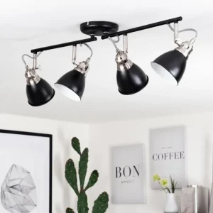hofstein Plafonnier Gralingen Nickel mat, Noir, 4 lumières* Lampes Modernes