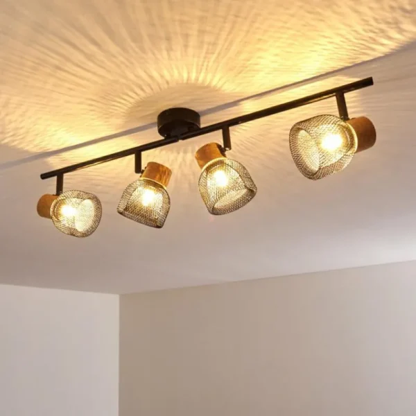 hofstein Plafonnier Grongroft Brun, Noir, 4 lumières* Lampes Modernes
