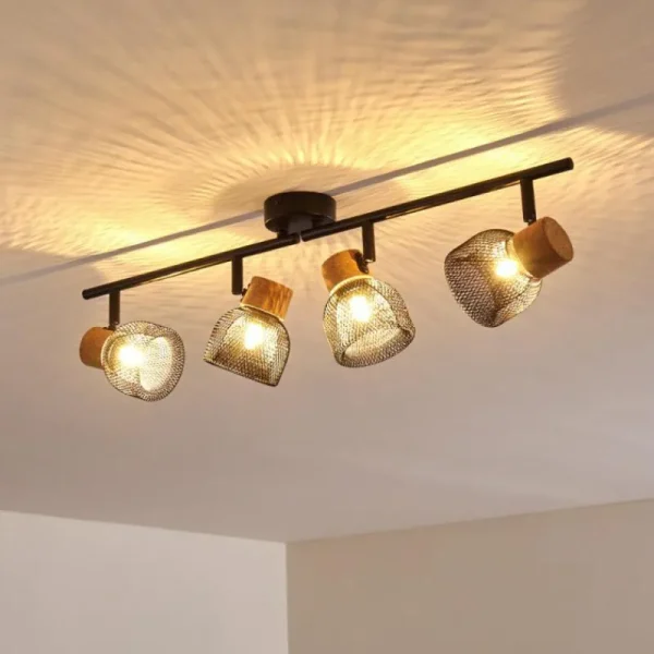 hofstein Plafonnier Grongroft Brun, Noir, 4 lumières* Lampes Modernes