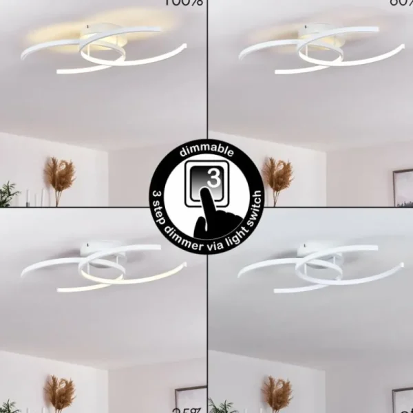 hofstein Plafonnier Guinea LED Blanc, 2 lumières* Lampes Modernes