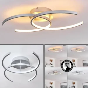 hofstein Plafonnier Guinea LED Titane, 2 lumières* Lampes Modernes