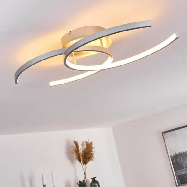 hofstein Plafonnier Guinea LED Titane, 2 lumières* Lampes Modernes