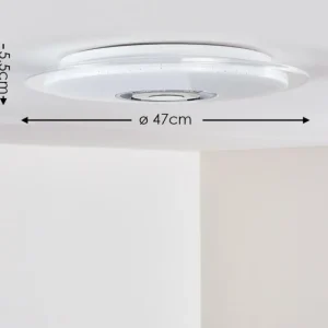 hofstein Plafonnier Haderup LED Chrome, Blanc, 1 lumière, Télécommandes, Changeur de couleurs* Lampes Modernes