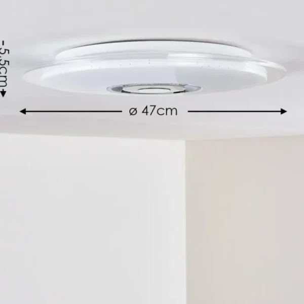 hofstein Plafonnier Haderup LED Chrome, Blanc, 1 lumière, Télécommandes, Changeur de couleurs* Lampes Modernes