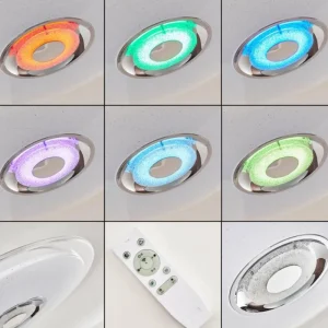 hofstein Plafonnier Haderup LED Chrome, Blanc, 1 lumière, Télécommandes, Changeur de couleurs* Lampes Modernes