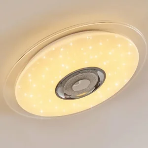 hofstein Plafonnier Haderup LED Chrome, Blanc, 1 lumière, Télécommandes, Changeur de couleurs* Lampes Modernes