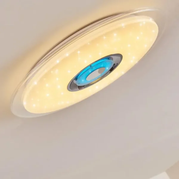 hofstein Plafonnier Haderup LED Chrome, Blanc, 1 lumière, Télécommandes, Changeur de couleurs* Lampes Modernes