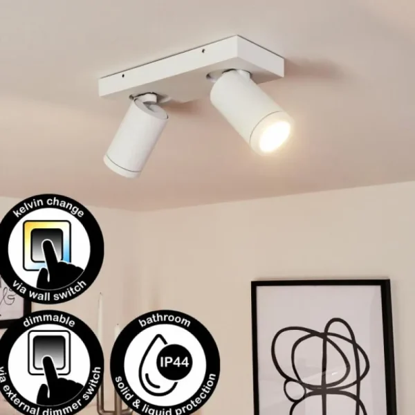 hofstein Plafonnier Hakamken Blanc, 2 lumières* Lampes En Verre