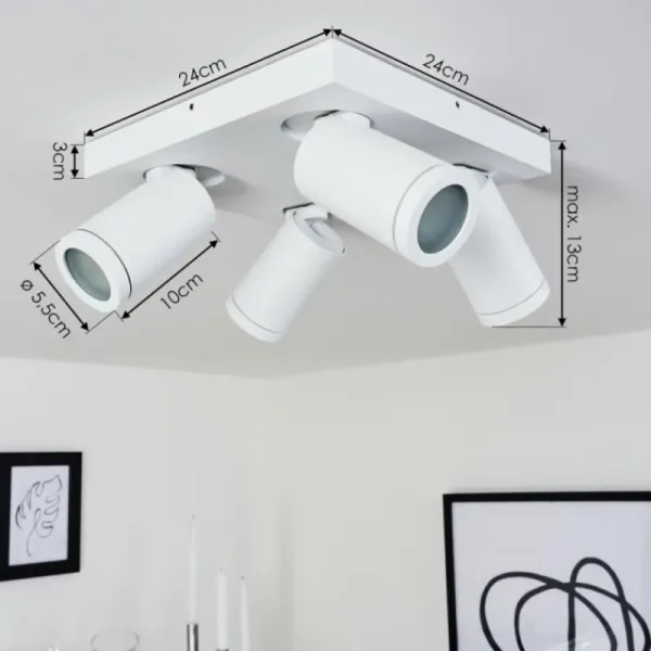 hofstein Plafonnier Hakamken Blanc, 4 lumières* Lampes En Verre