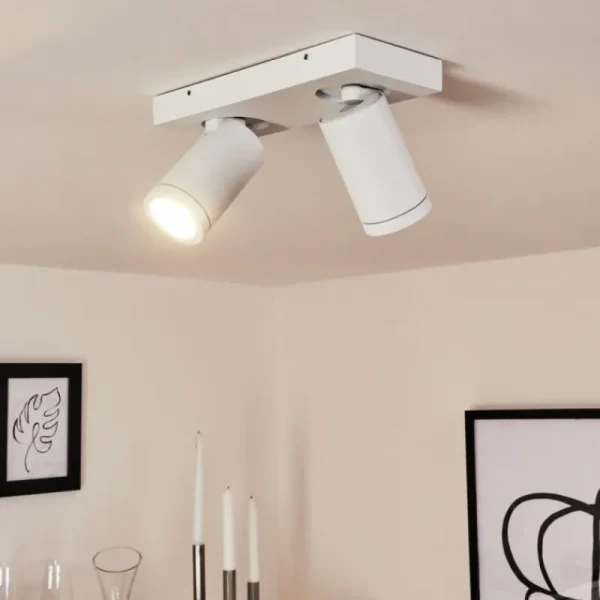 hofstein Plafonnier Hakamken Blanc, 2 lumières* Lampes En Verre