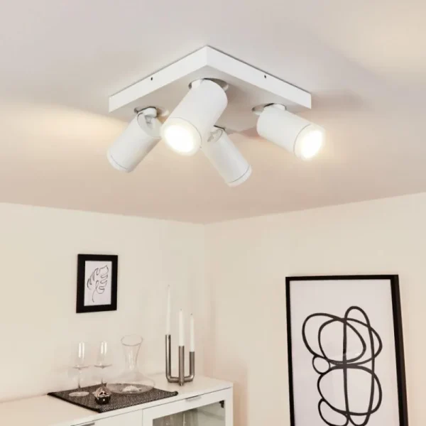 hofstein Plafonnier Hakamken Blanc, 4 lumières* Lampes En Verre