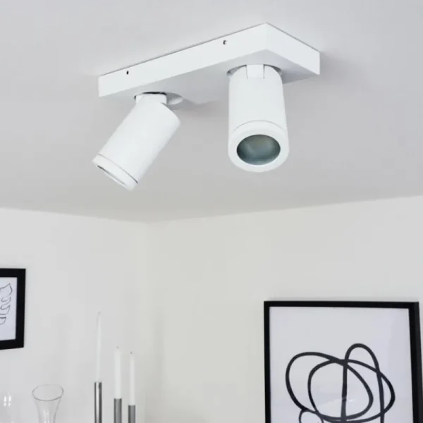 hofstein Plafonnier Hakamken Blanc, 2 lumières* Lampes En Verre