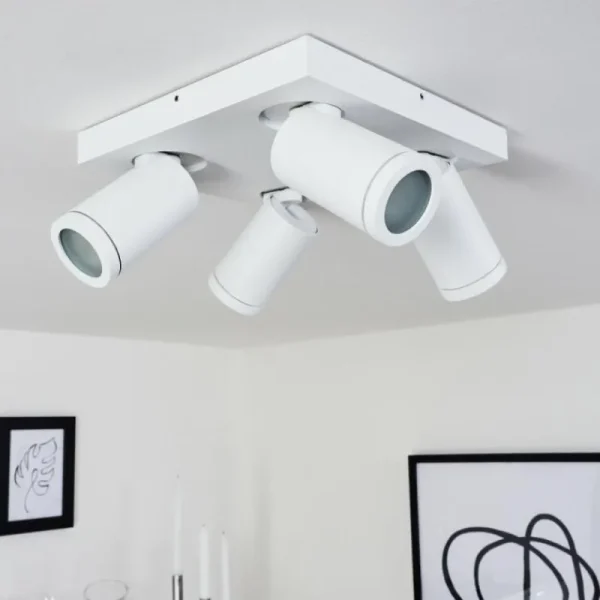hofstein Plafonnier Hakamken Blanc, 4 lumières* Lampes En Verre
