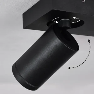 hofstein Plafonnier Hakamken LED Noir, 2 lumières* Lampes En Verre