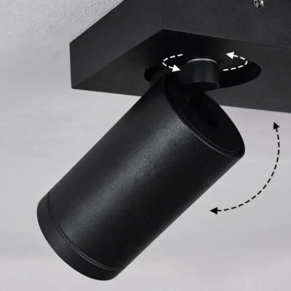 hofstein Plafonnier Hakamken LED Noir, 2 lumières* Lampes En Verre