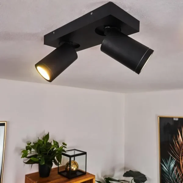 hofstein Plafonnier Hakamken LED Noir, 2 lumières* Lampes En Verre