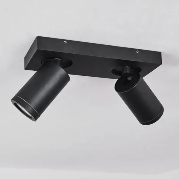 hofstein Plafonnier Hakamken LED Noir, 2 lumières* Lampes En Verre