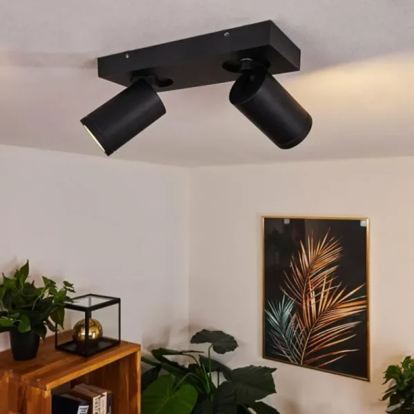 hofstein Plafonnier Hakamken LED Noir, 2 lumières* Lampes En Verre