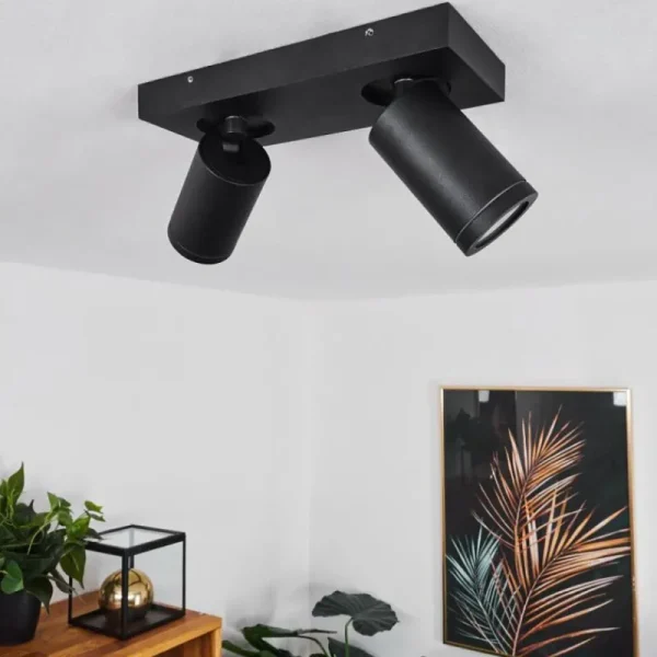 hofstein Plafonnier Hakamken LED Noir, 2 lumières* Lampes En Verre