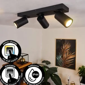 hofstein Plafonnier Hakamken Noir, 3 lumières* Lampes En Verre