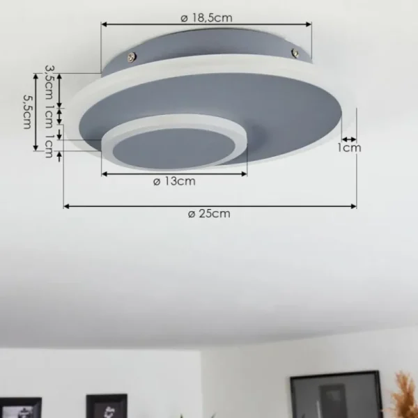 hofstein Plafonnier Harea LED Gris, 1 lumière* Lampes Modernes