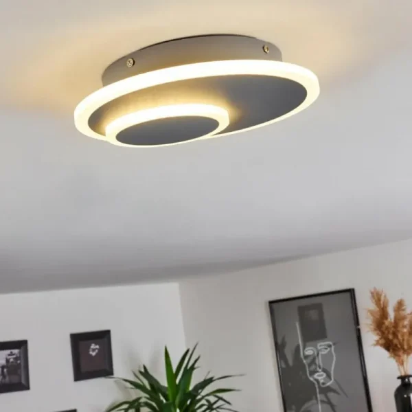 hofstein Plafonnier Harea LED Gris, 1 lumière* Lampes Modernes