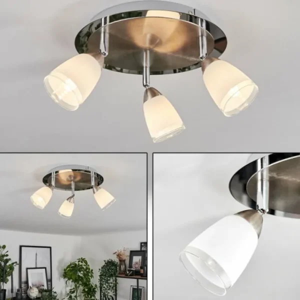 hofstein Plafonnier Holualoa LED Nickel mat, 3 lumières* Lampes En Verre