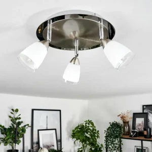 hofstein Plafonnier Holualoa LED Nickel mat, 3 lumières* Lampes En Verre