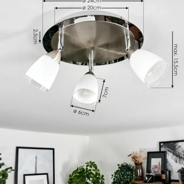 hofstein Plafonnier Holualoa LED Nickel mat, 3 lumières* Lampes En Verre