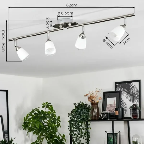 hofstein Plafonnier Holualoa LED Nickel mat, 4 lumières* Lampes En Verre