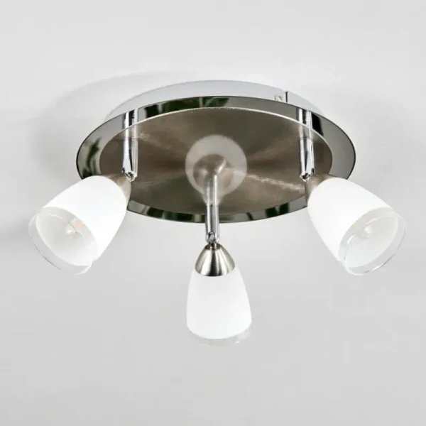 hofstein Plafonnier Holualoa LED Nickel mat, 3 lumières* Lampes En Verre