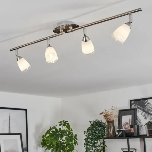 hofstein Plafonnier Holualoa LED Nickel mat, 4 lumières* Lampes En Verre
