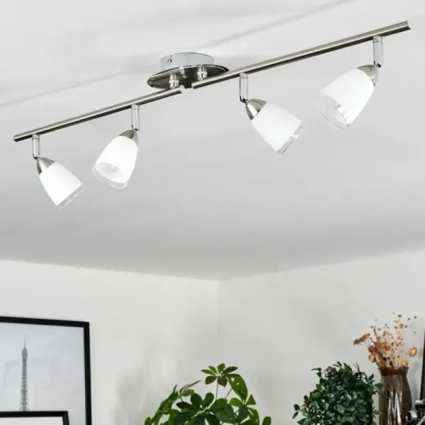 hofstein Plafonnier Holualoa LED Nickel mat, 4 lumières* Lampes En Verre