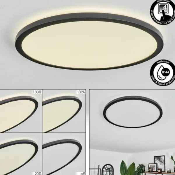 hofstein Plafonnier Hooper LED Noir, 1 lumière* Lampes Modernes