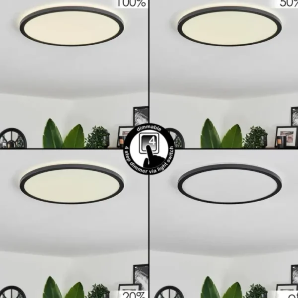 hofstein Plafonnier Hooper LED Noir, 1 lumière* Lampes Modernes
