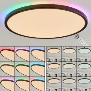 hofstein Plafonnier Hortinhas LED Noir, 1 lumière, Télécommandes, Changeur de couleurs* Lampes Modernes