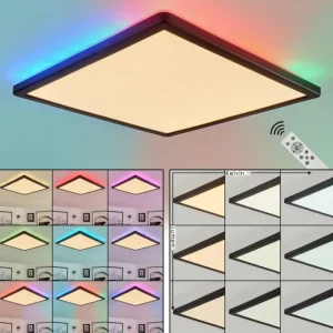 hofstein Plafonnier Hortinhas LED Noir, 1 lumière, Télécommandes, Changeur de couleurs* Lampes Modernes