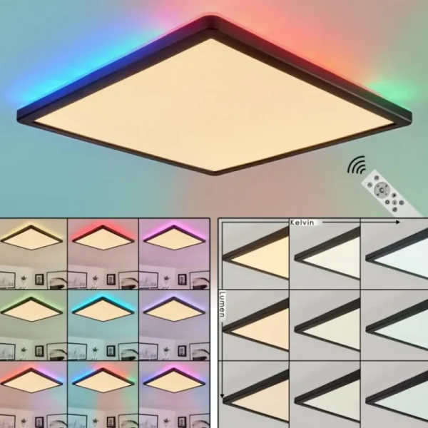 hofstein Plafonnier Hortinhas LED Noir, 1 lumière, Télécommandes, Changeur de couleurs* Lampes Modernes