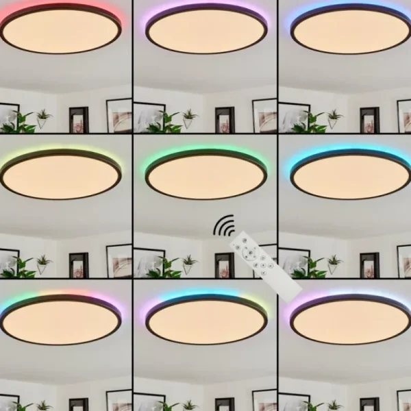hofstein Plafonnier Hortinhas LED Noir, 1 lumière, Télécommandes, Changeur de couleurs* Lampes Modernes