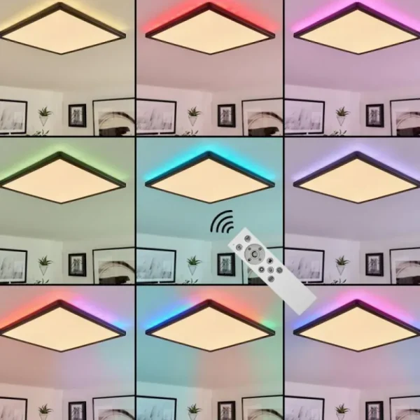 hofstein Plafonnier Hortinhas LED Noir, 1 lumière, Télécommandes, Changeur de couleurs* Lampes Modernes