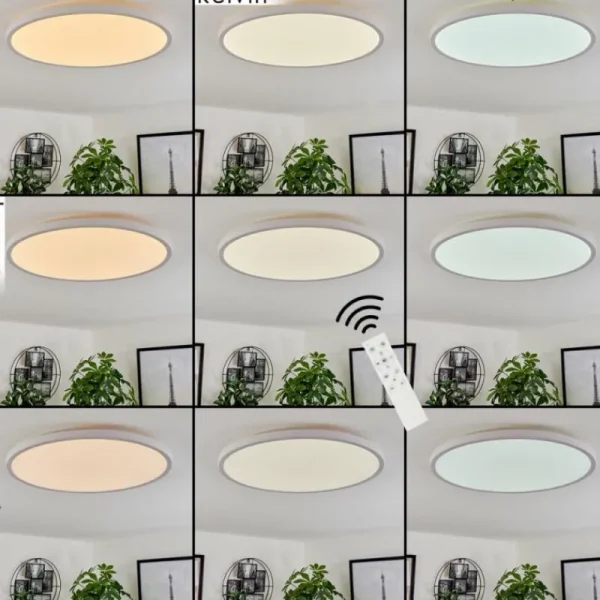 hofstein Plafonnier Hortinhas LED Blanc, 1 lumière, Télécommandes, Changeur de couleurs* Lampes Modernes