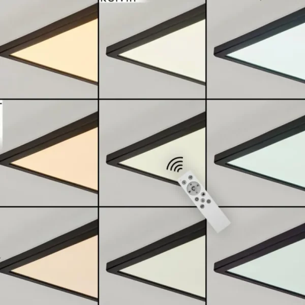 hofstein Plafonnier Hortinhas LED Noir, 1 lumière, Télécommandes, Changeur de couleurs* Lampes Modernes