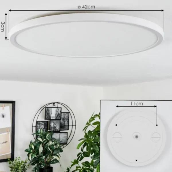 hofstein Plafonnier Hortinhas LED Blanc, 1 lumière, Télécommandes, Changeur de couleurs* Lampes Modernes