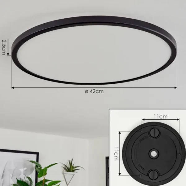 hofstein Plafonnier Hortinhas LED Noir, 1 lumière, Télécommandes, Changeur de couleurs* Lampes Modernes