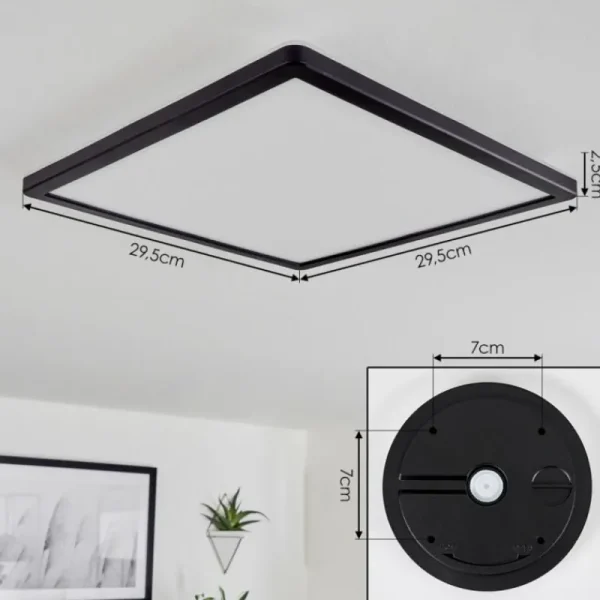hofstein Plafonnier Hortinhas LED Noir, 1 lumière, Télécommandes, Changeur de couleurs* Lampes Modernes