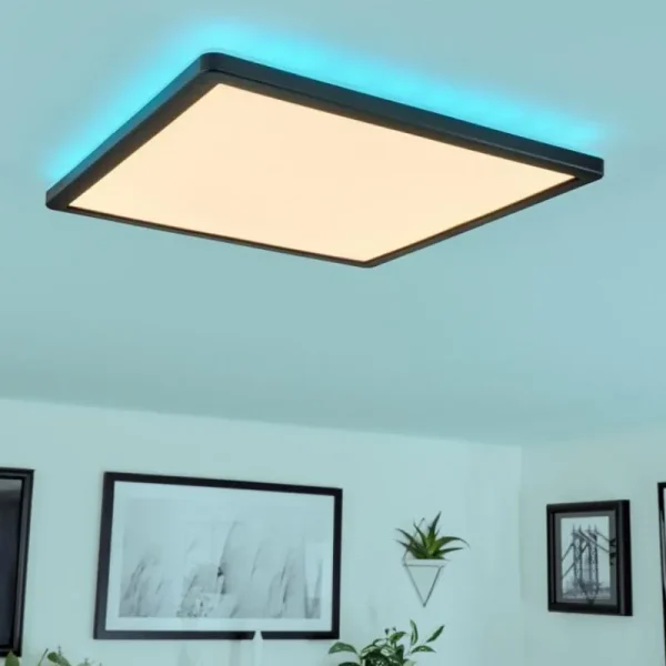 hofstein Plafonnier Hortinhas LED Noir, 1 lumière, Télécommandes, Changeur de couleurs* Lampes Modernes