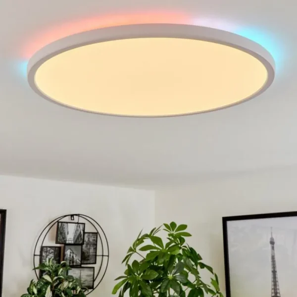hofstein Plafonnier Hortinhas LED Blanc, 1 lumière, Télécommandes, Changeur de couleurs* Lampes Modernes
