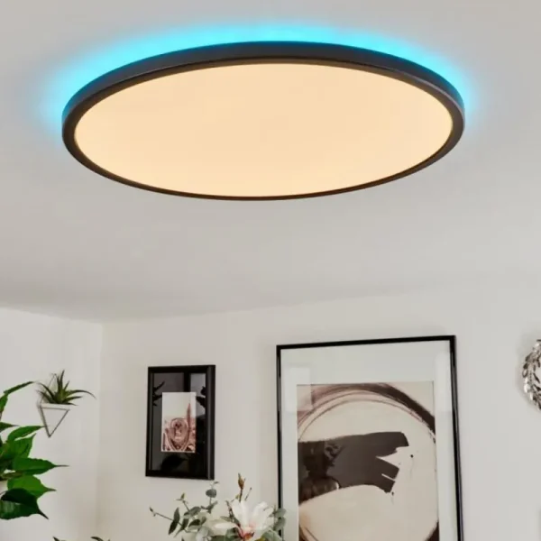 hofstein Plafonnier Hortinhas LED Noir, 1 lumière, Télécommandes, Changeur de couleurs* Lampes Modernes