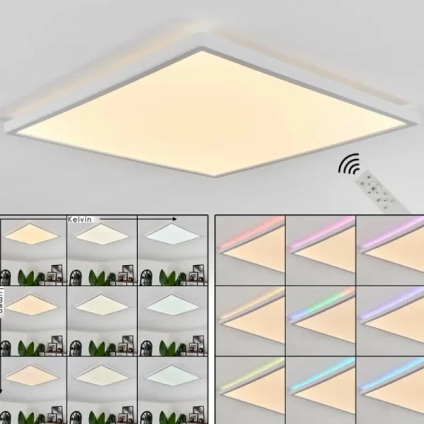 hofstein Plafonnier Hotinhas LED Blanc, 1 lumière, Télécommandes, Changeur de couleurs* Lampes Modernes